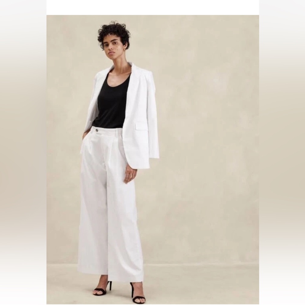 NWT Banana Republic Factory LINEN-BLEND WIDE-LEG PLEATED TROUSER size 10